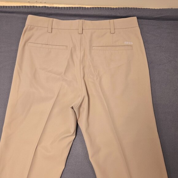 Izod Mens 32 Performance Golf Khaki Straight Leg Pants Tan Preppy Country Club - Picture 9 of 9